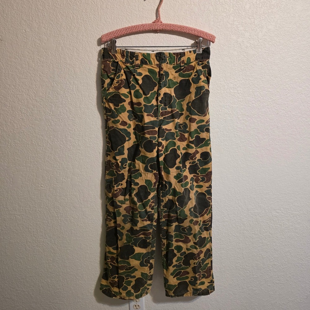 Vintage SafT-Bak Camo Hunting Pants Mens 29x27 Duck Hunter Made in USA 70s 80s